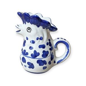 Deruta Mario Sambuco Blue/ White Mini Ceramic Creamer, Italian Pottery Majolica